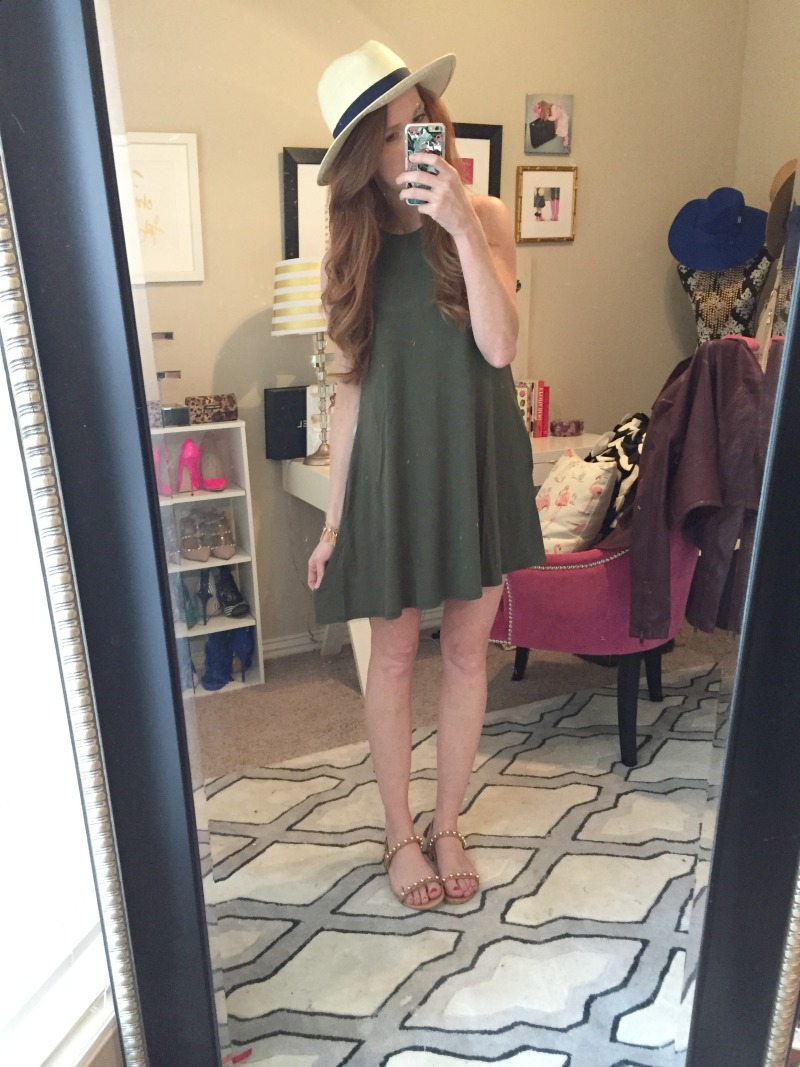 olive green shift dress