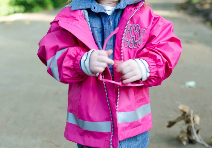 kids monogramed rain jacket