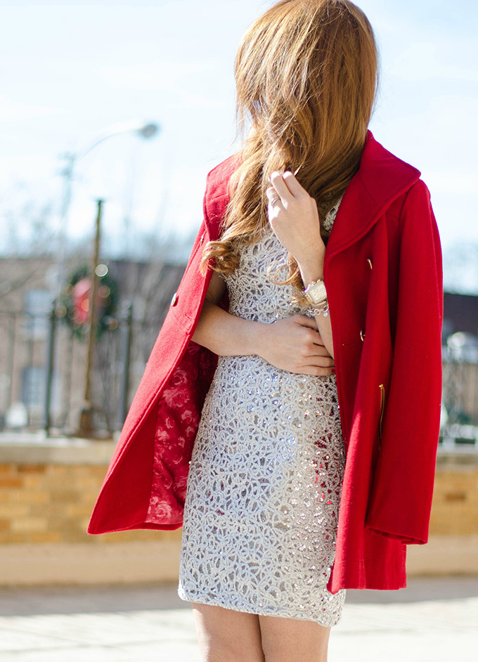 silver-sequin-dress-and-red-peacoat