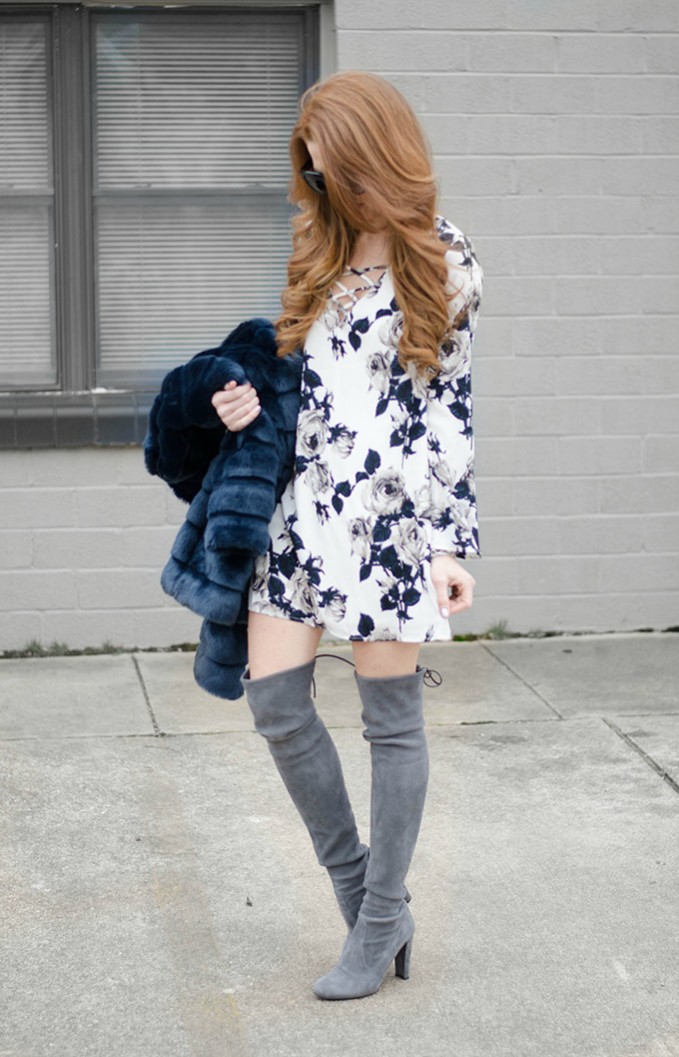 navy-faux-fur-and-floral-dress