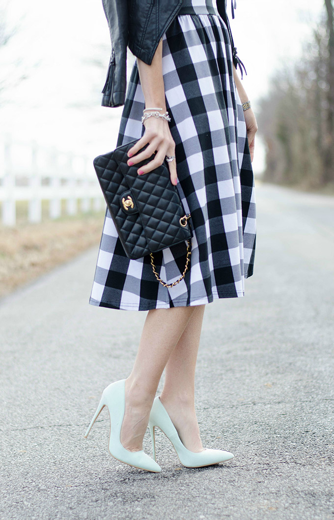 gingham-dress-and-mint-shoes
