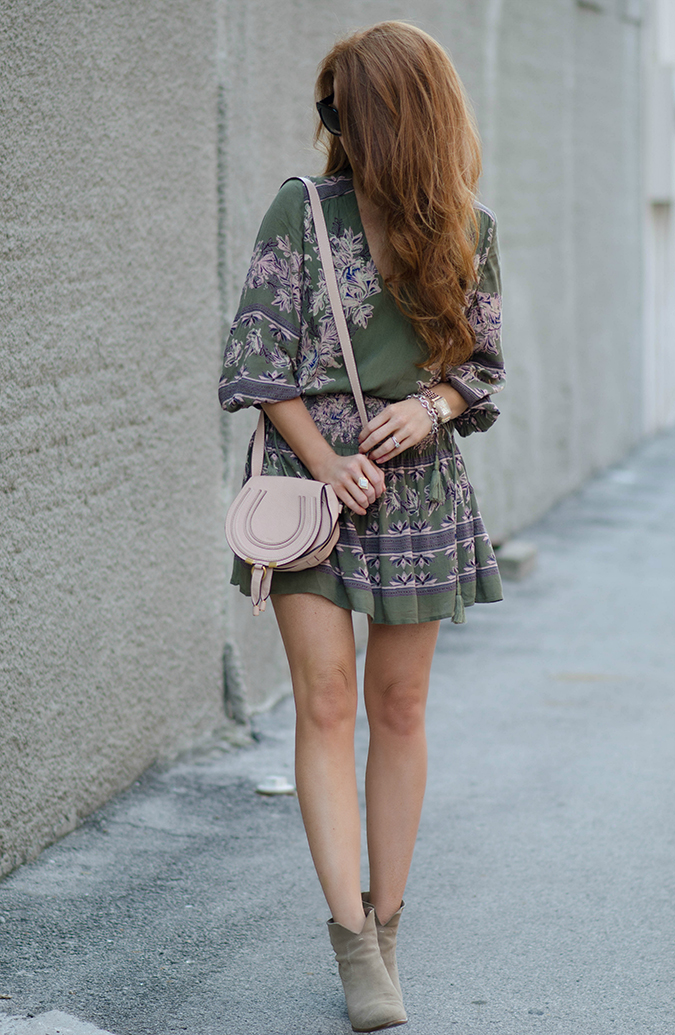 free people olive and pink dress